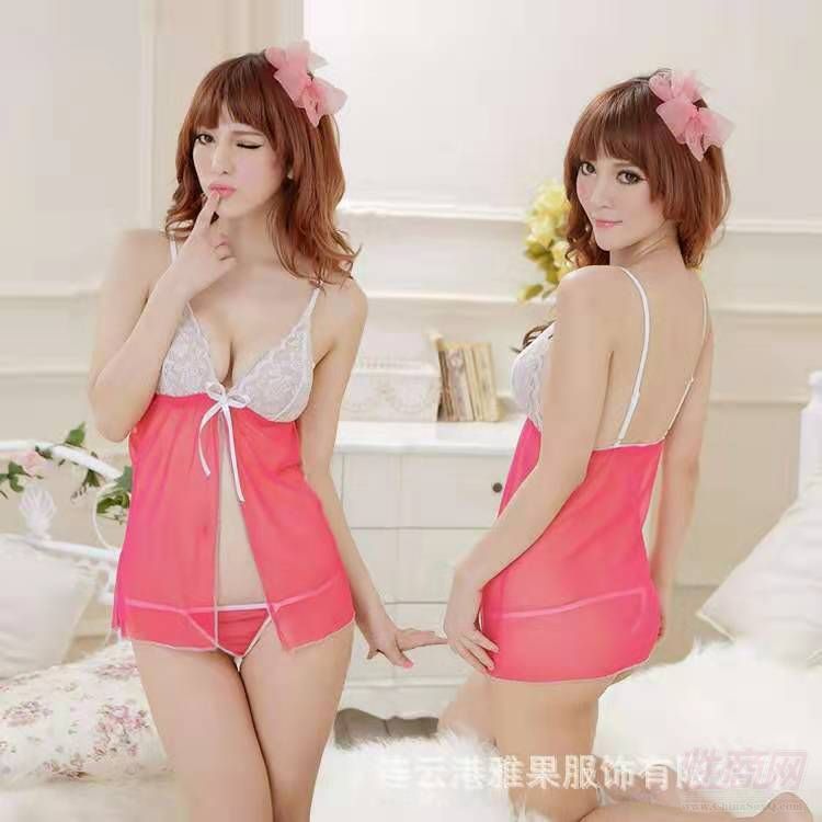 外貿(mào)女士情趣內(nèi)衣網(wǎng)紗吊帶睡裙開襟性感睡衣套裝內(nèi)褲4